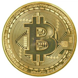  Moneda fizică Bitcoin placată cu aur