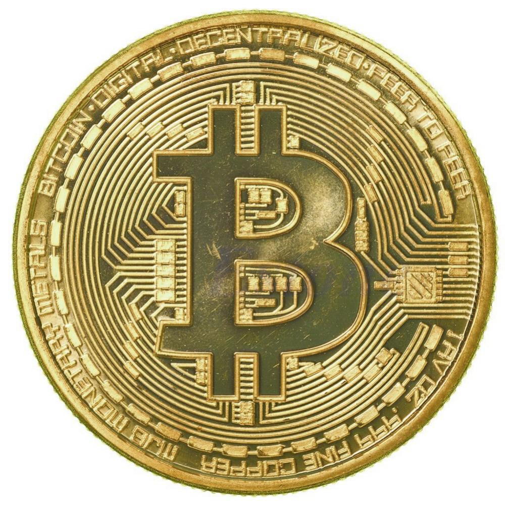 Bitcoin moneda fizică placată cu aur