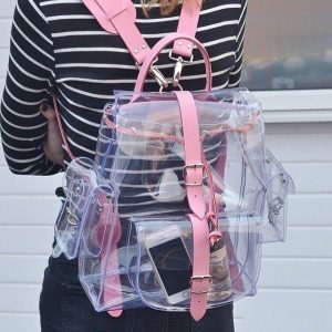 Rucsac transparent roz pentru fete